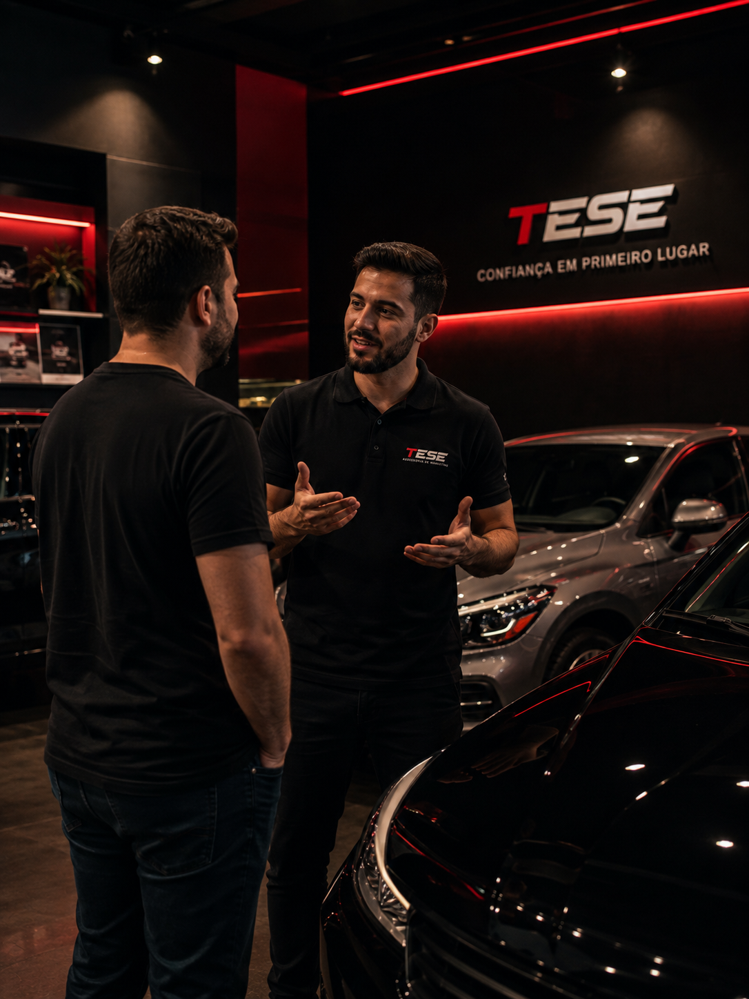 Consultor da Tese em atendimento dentro de showroom automotivo
